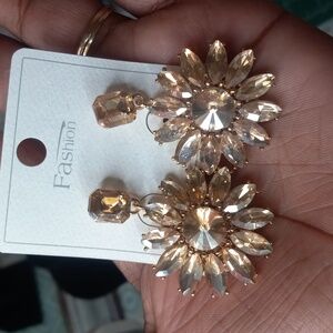 Rhinestone Flower Drop Earrings